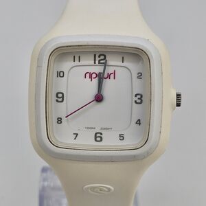 Rip Curl Women's Watch 34MM White Dial White Plastic Band Straps New Battery